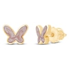 Thumbnail Image 1 of Children's Pink Sparkle Enamel Butterfly Stud Earrings 14K Yellow Gold