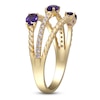 Thumbnail Image 3 of Oval-Cut Natural Amethyst & Diamond Three-Row Ring 1/8 ct tw 10K Yellow Gold