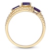 Thumbnail Image 4 of Oval-Cut Natural Amethyst & Diamond Three-Row Ring 1/8 ct tw 10K Yellow Gold