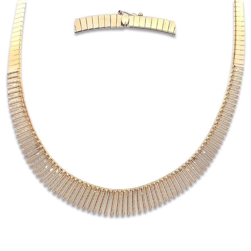 Main Image 1 of Italia D'Oro Diamond-Cut Graduated Necklace 14K Yellow Gold 16&quot;