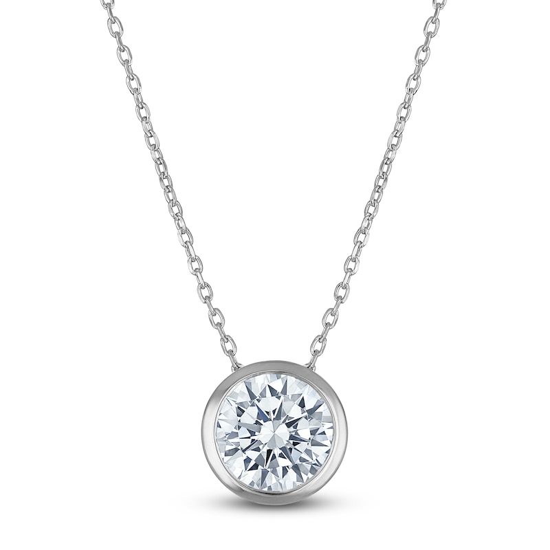 Certified Round-Cut Diamond Bezel-Set Solitaire Necklace 2 ct tw 14K Gold 18" (I1/I