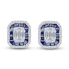 Thumbnail Image 1 of Kallati Natural Blue Sapphire & Diamond Double Frame Earrings 3/8 ct tw 14K White Gold