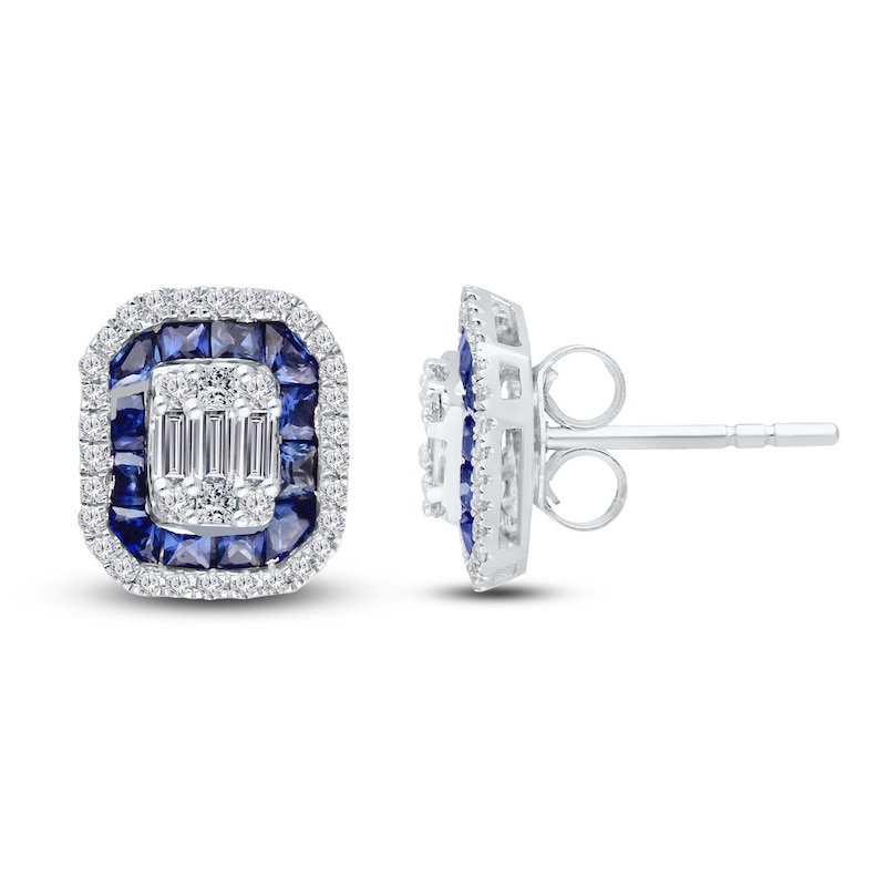 Main Image 2 of Kallati Natural Blue Sapphire & Diamond Double Frame Earrings 3/8 ct tw 14K White Gold