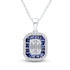 Thumbnail Image 0 of Kallati Natural Blue Sapphire & Diamond Double Frame Necklace 1/3 ct tw 14K White Gold