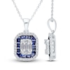 Thumbnail Image 1 of Kallati Natural Blue Sapphire & Diamond Double Frame Necklace 1/3 ct tw 14K White Gold