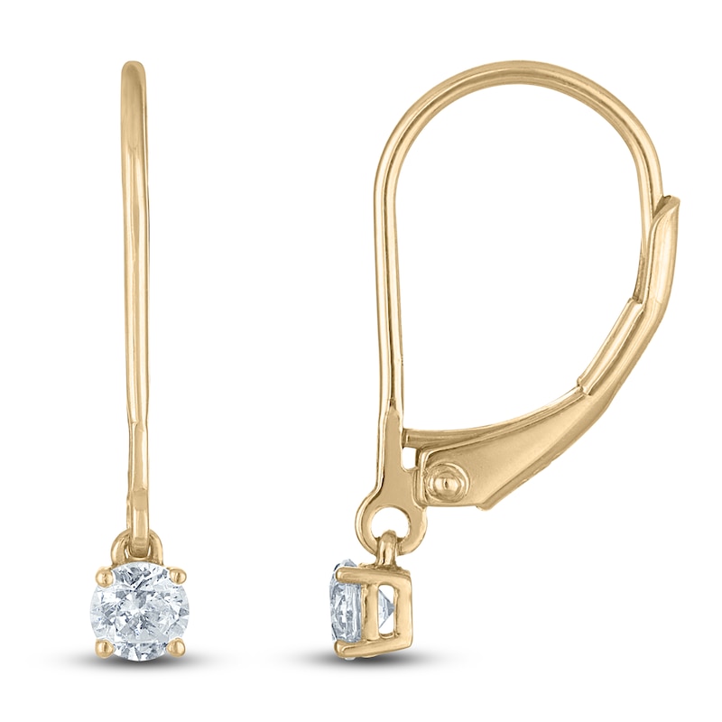 Certified Round-Cut Diamond Solitaire Drop Earrings 1/4 ct tw 14K Yellow Gold (I/I1)