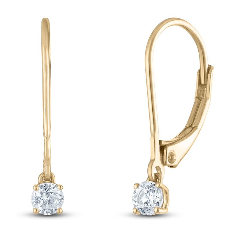 Certified Round-Cut Diamond Solitaire Drop Earrings 1/4 ct tw 14K Yellow Gold (I/I1)