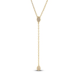 Crivelli Multi-Diamond Y-Drop Necklace 1/4 ct tw 18K Yellow Gold 18&quot;