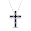 Thumbnail Image 1 of Blue & White Lab-Created Sapphire Cross Necklace Sterling Silver 18&quot;