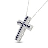 Thumbnail Image 2 of Blue & White Lab-Created Sapphire Cross Necklace Sterling Silver 18&quot;