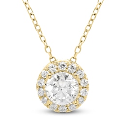 Brilliant Moments Diamond Halo Necklace 1/2 ct tw 14K Yellow Gold 18&quot;