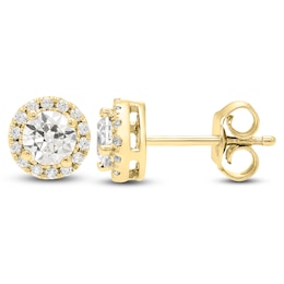 Brilliant Moments Diamond Halo Stud Earrings 1 ct tw 14K Yellow Gold