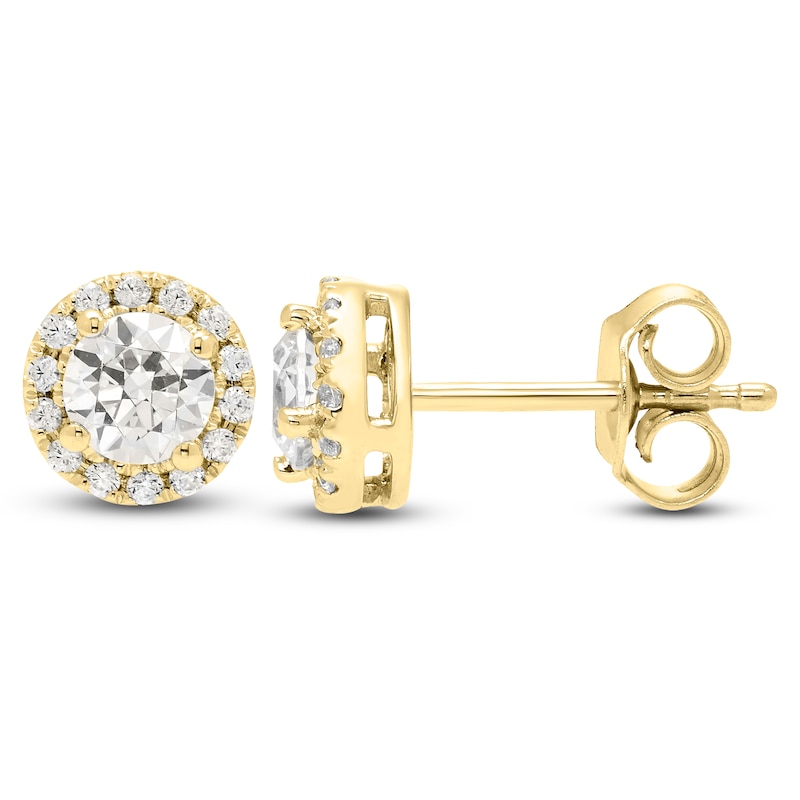 Main Image 1 of Brilliant Moments Diamond Halo Stud Earrings 1 ct tw 14K Yellow Gold