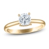 Thumbnail Image 1 of Certified Cushion-Cut Solitaire Hidden Halo Engagement Ring 1 ct tw 14K Yellow Gold