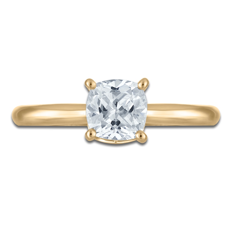 Main Image 3 of Certified Cushion-Cut Solitaire Hidden Halo Engagement Ring 1 ct tw 14K Yellow Gold