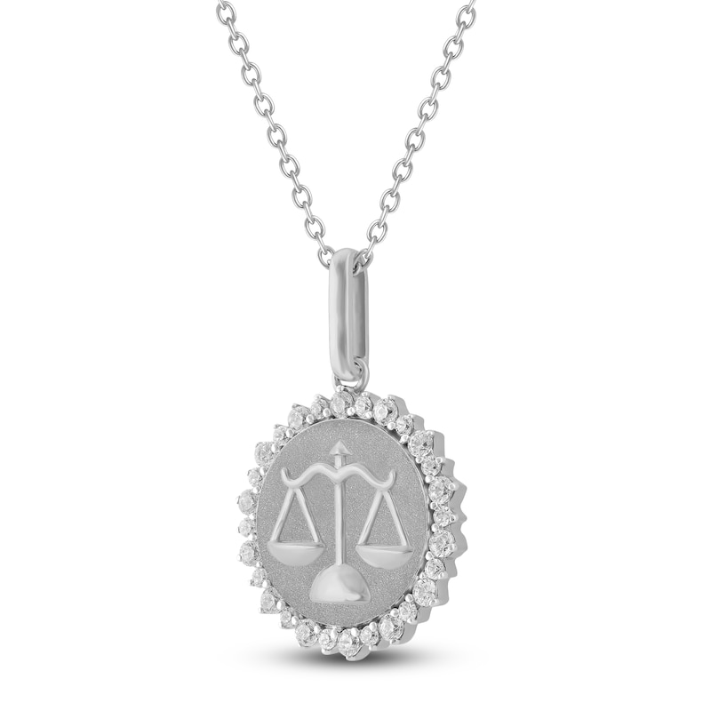 Main Image 2 of Diamond Zodiac Libra Medallion Necklace 1/3 ct tw Sterling Silver 18&quot;