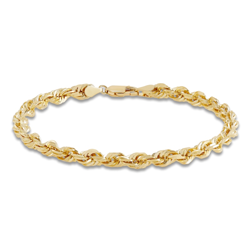 Main Image 1 of Solid Glitter Rope Chain Bracelet 5.5mm 10K Yellow Gold 8.25&quot;