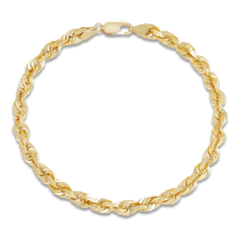 Main Image 3 of Solid Glitter Rope Chain Bracelet 5.5mm 10K Yellow Gold 8.25&quot;