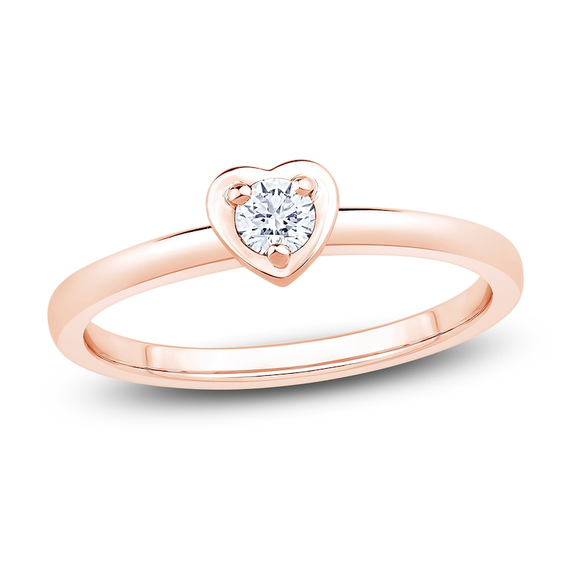 Diamond Heart-Shaped Promise Ring 1/8 ct tw 10K Rose Gold