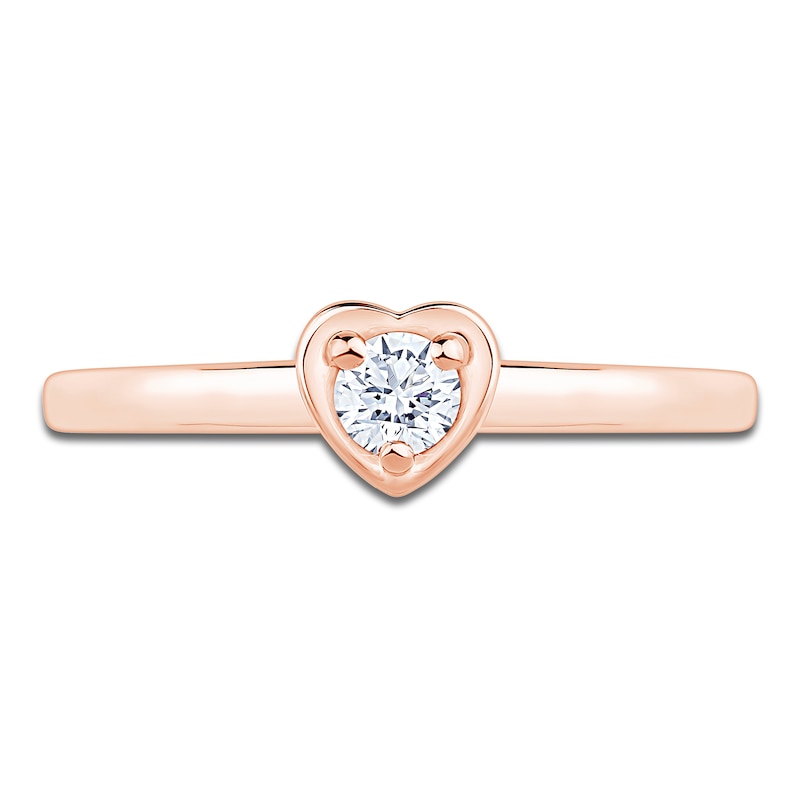 Main Image 3 of Diamond Heart-Shaped Promise Ring 1/8 ct tw 10K Rose Gold