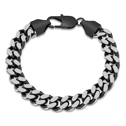 Men's Curb Chain Bracelet 10.5mm Black Ion-Plated Stainless Steel 8.5&quot;