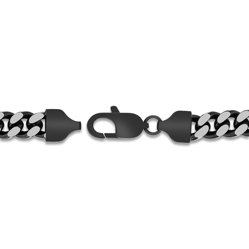 Main Image 3 of Men's Curb Chain Bracelet 10.5mm Black Ion-Plated Stainless Steel 8.5&quot;