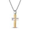 Thumbnail Image 2 of 1933 by Esquire Men's Diamond Cross Necklace 1/20 ct tw Sterling Silver with 14K Yellow Gold Plating 22&quot;