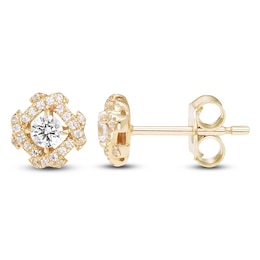 Unspoken Diamond Halo Stud Earrings 1/4 ct tw 14K Yellow Gold