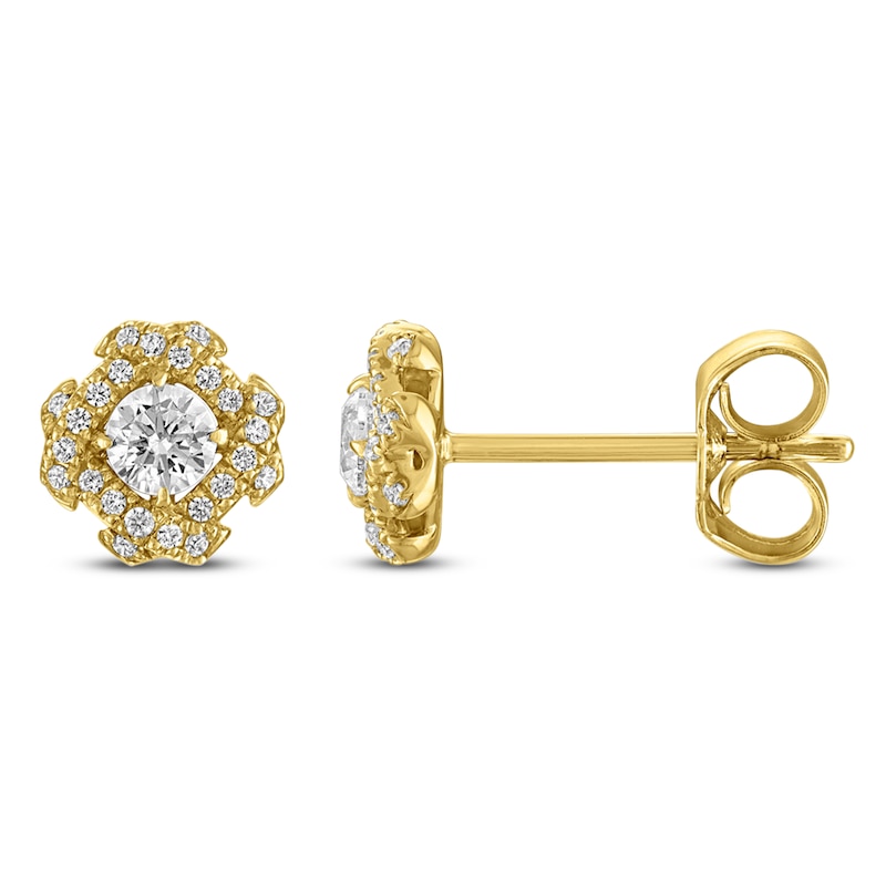 Main Image 1 of Unspoken Diamond Halo Stud Earrings 1/4 ct tw 14K Yellow Gold