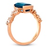 Thumbnail Image 2 of Le Vian Silhouette Hexagon-Cut Natural Blue Topaz Ring 1/4 ct tw Diamonds 14K Strawberry Gold