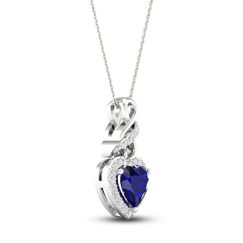 Main Image 2 of Blue & White Lab-Created Sapphire Necklace Sterling Silver