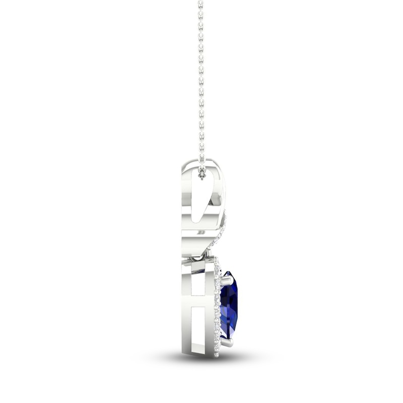 Main Image 3 of Blue & White Lab-Created Sapphire Necklace Sterling Silver