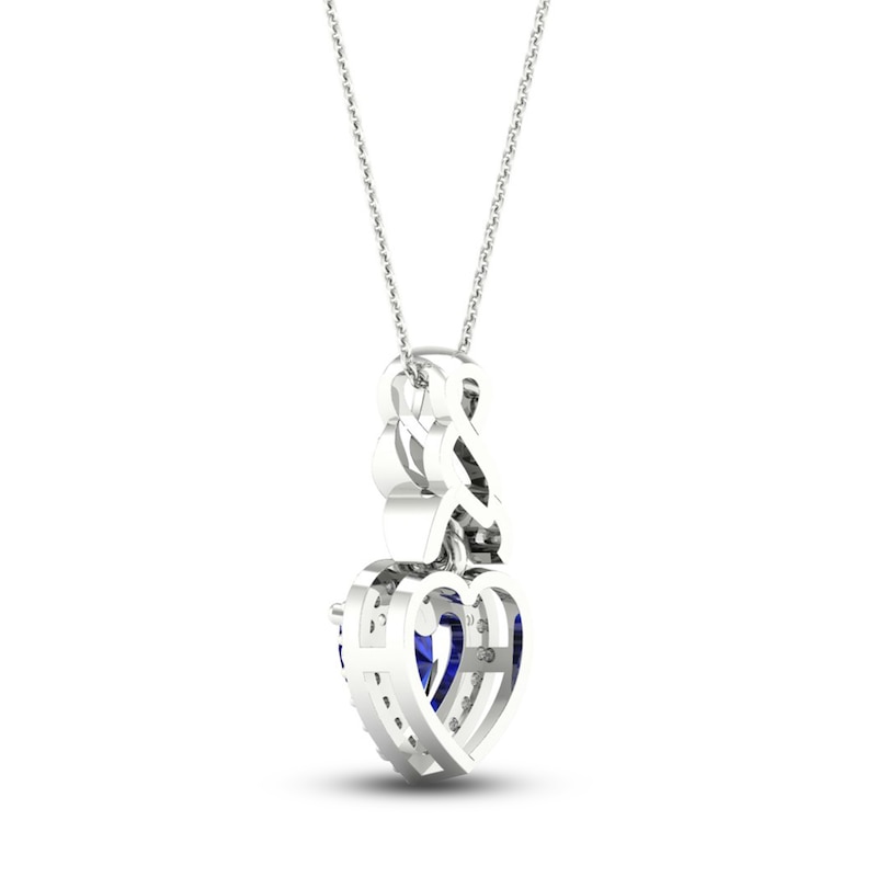 Main Image 4 of Blue & White Lab-Created Sapphire Necklace Sterling Silver