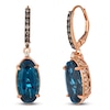 Thumbnail Image 2 of Le Vian Silhouette Oval-Cut Natural Blue Topaz Dangle Earrings 1/2 ct tw Diamonds 14K Strawberry Gold