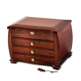 Locking 3-Drawer Wood Jewelry Box with Veneer