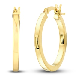 Polished Square Hoop Earrings 14K Yellow Gold 20mm