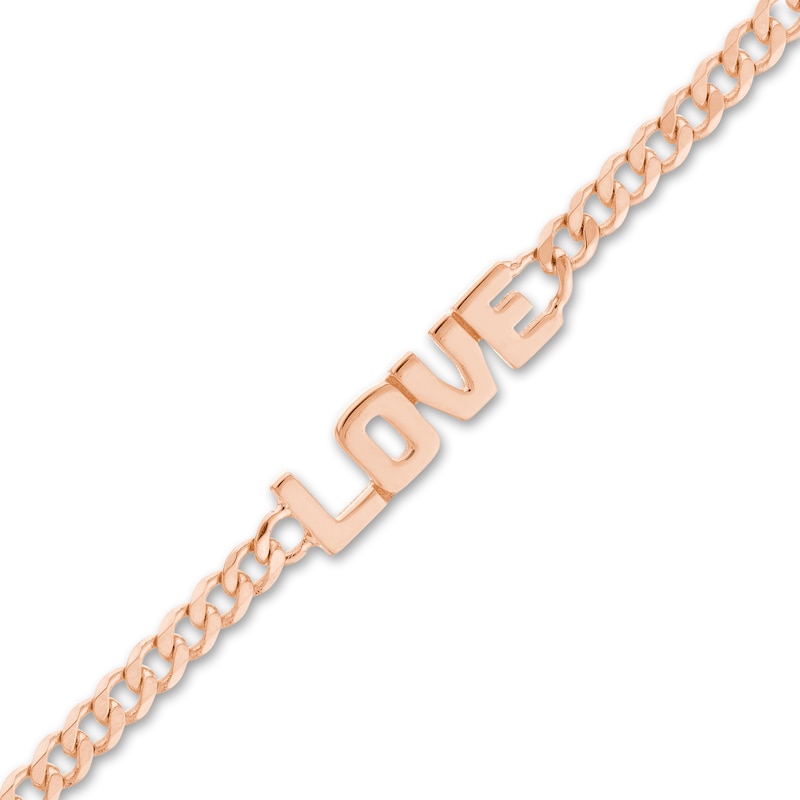 Main Image 2 of &quot;LOVE&quot; Curb Bracelet 14K Rose Gold 6.6&quot; Adj.