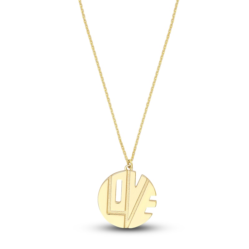 "LOVE" Cut Out Pendant Necklace 14K Yellow Gold 16"