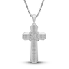 Thumbnail Image 1 of Men's Diamond Cross Pendant Necklace 1/2 ct tw Round Sterling Silver 22&quot;