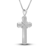 Thumbnail Image 2 of Men's Diamond Cross Pendant Necklace 1/2 ct tw Round Sterling Silver 22&quot;