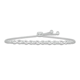 Infinity Link Bolo Bracelet Diamond Accents Sterling Silver