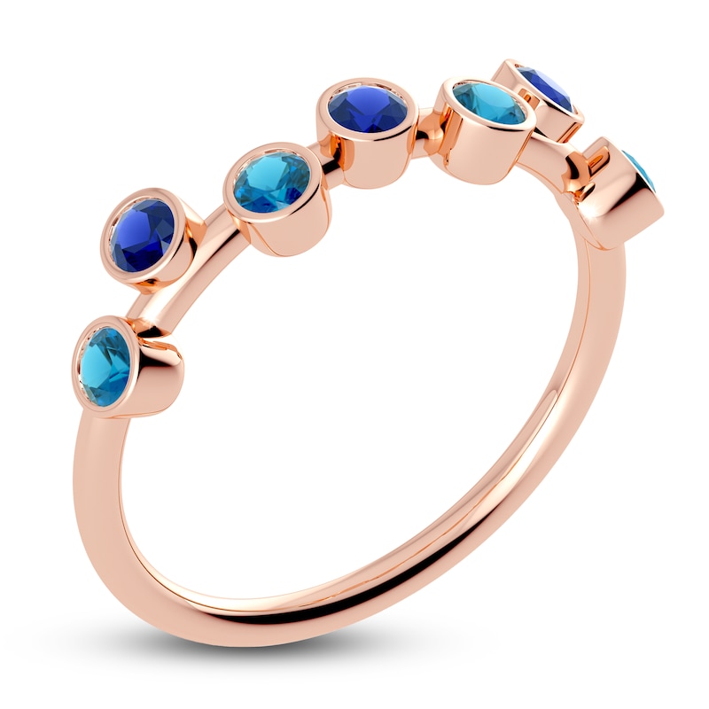 Juliette Maison Natural Blue Zircon & Natural Blue Sapphire Ring 10K Rose Gold