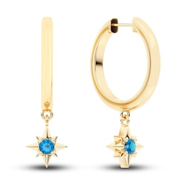 Juliette Maison Natural Blue Zircon Starburst Drop Earrings 10K Yellow Gold