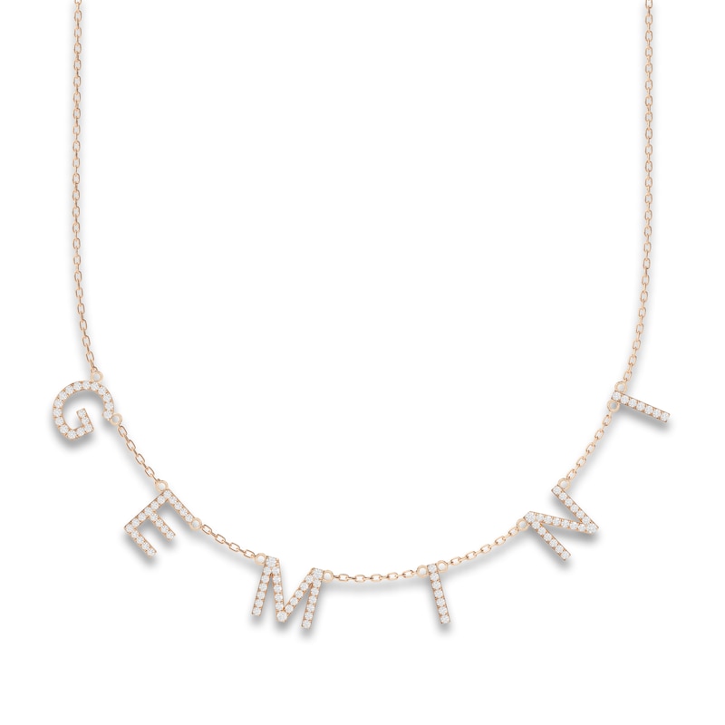 Juliette Maison Diamond Station Name Necklace 7/8 ct tw Round 10K Rose Gold