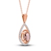 Thumbnail Image 1 of Kallati Oval-Cut Natural Morganite Pendant Necklace 1/6 ct tw Round Diamonds 14K Rose Gold 18"