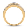 Thumbnail Image 2 of Brown & White Diamond Halo Ring 1-1/2 ct tw Round/Baguette 14K Yellow Gold