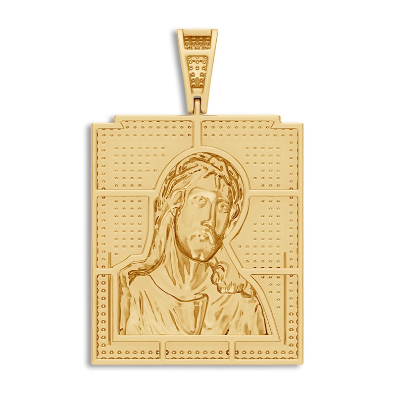 Diamond Jesus Charm 1 ct tw Round 14K Yellow Gold