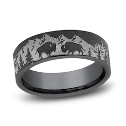 Men's Buffalo Wedding Band Dark Tantalum 7.0mm