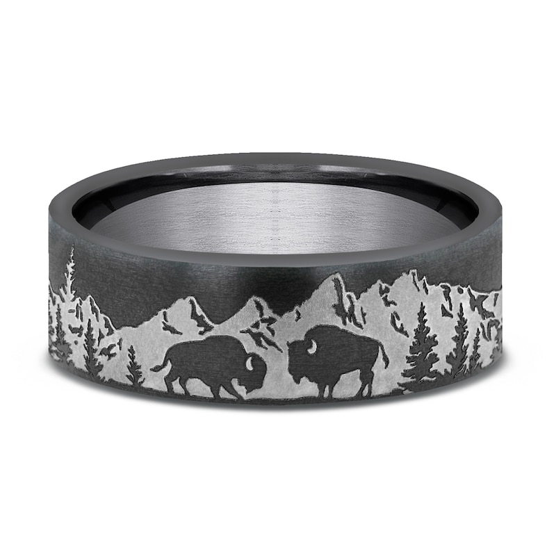 Main Image 3 of Men's Buffalo Wedding Band Dark Tantalum 7.0mm