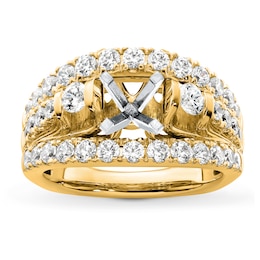 Diamond Engagement Ring Setting 1-1/2 ct tw Round 18K Yellow Gold